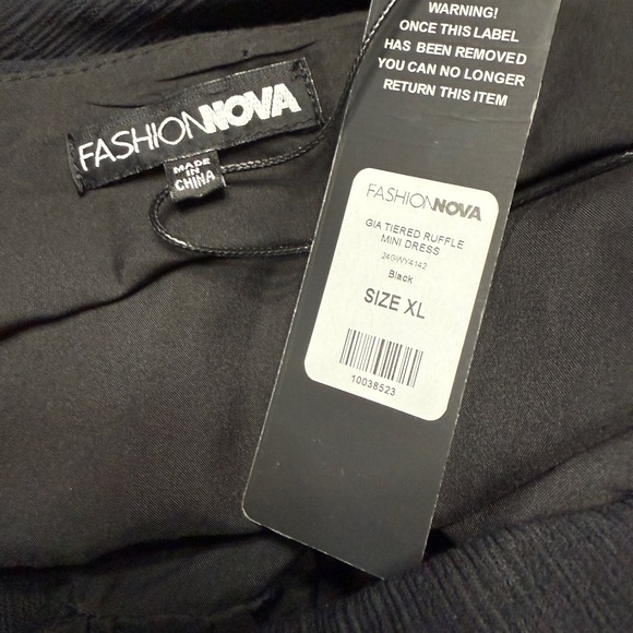 Fashion Nova- Gia Tiered Ruffle Mini Dress -Black- XL- LBD HoCo-Small Flaw- NWT - Picture 2 of 10